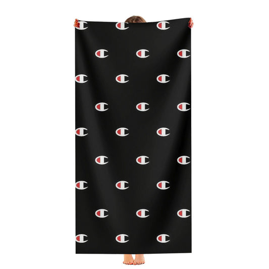 Champion Style Pattern In Black Ultra-Soft Luxury Bathroom Towels