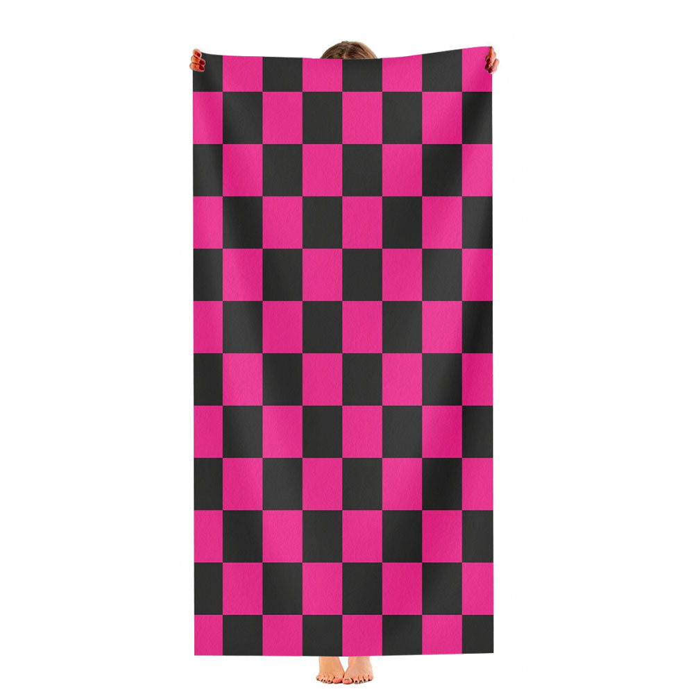 Checkered Magenta Pattern Ultra-Soft Luxury Bathroom Towels