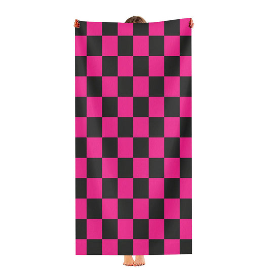 Checkered Magenta Pattern Ultra-Soft Luxury Bathroom Towels