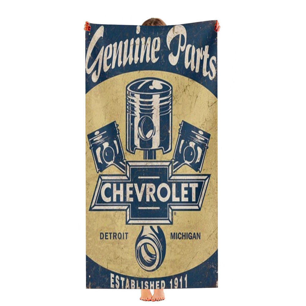 Chevy Retro Car Poster Ultra-Soft Luxury Bathroom Towels