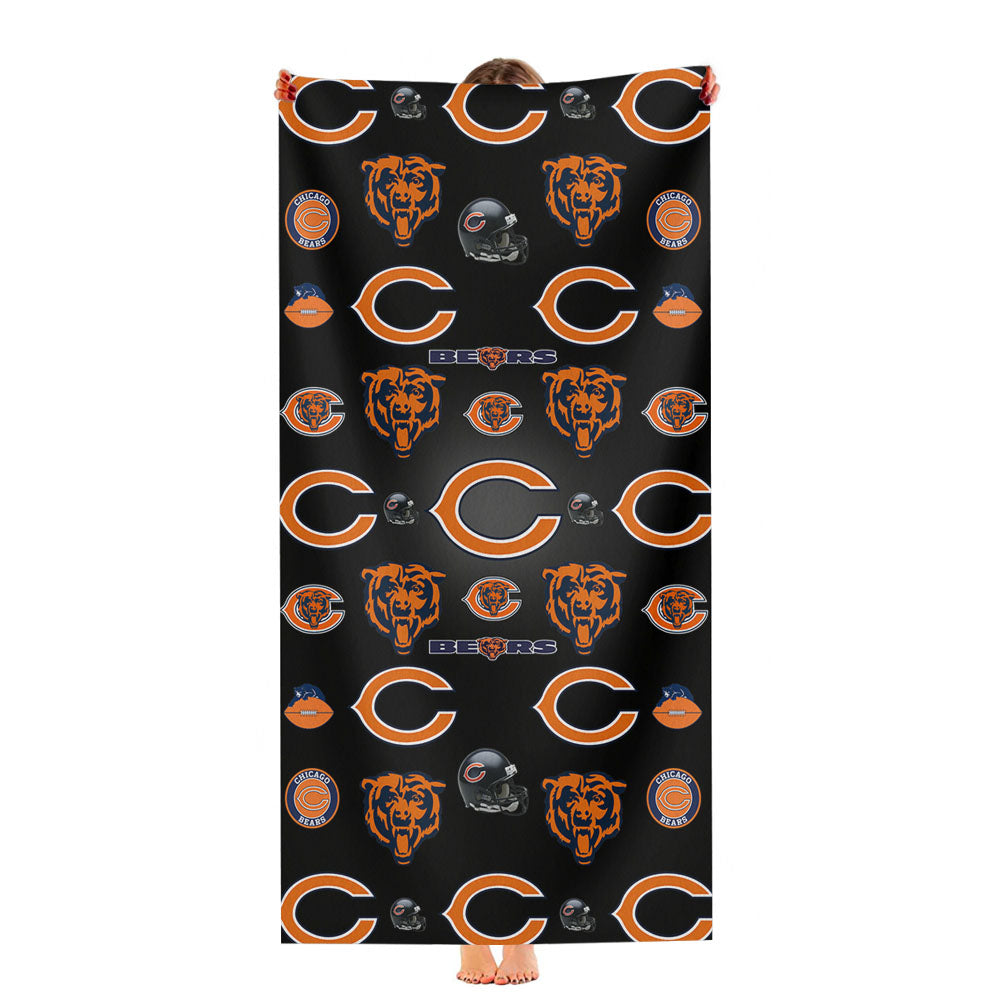 Chicago Bears Logo Pattern Ultra-Soft Luxury Bathroom Towels