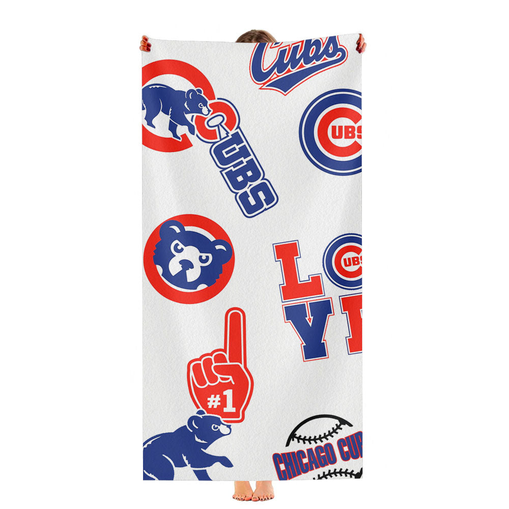 Chicago Cubs Logo Collage Ultra-Soft Luxury Bathroom Towels