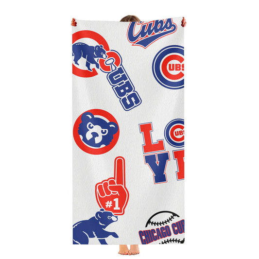 Chicago Cubs Logo Collage Ultra-Soft Luxury Bathroom Towels