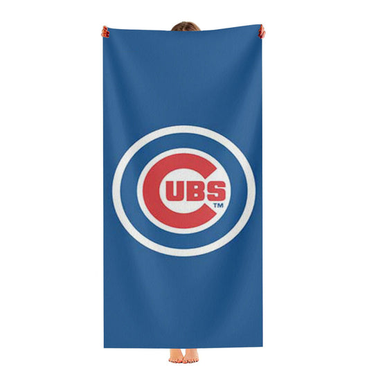 Chicago Cubs Logo On Blue Ultra-Soft Luxury Bathroom Towels