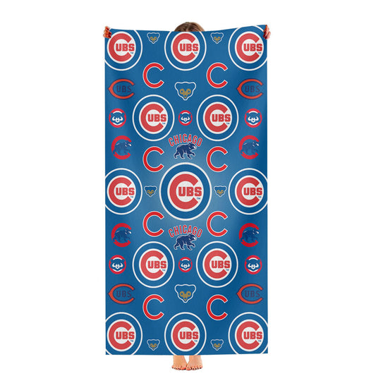 Chicago Cubs Logo Pattern Blue Ultra-Soft Luxury Bathroom Towels