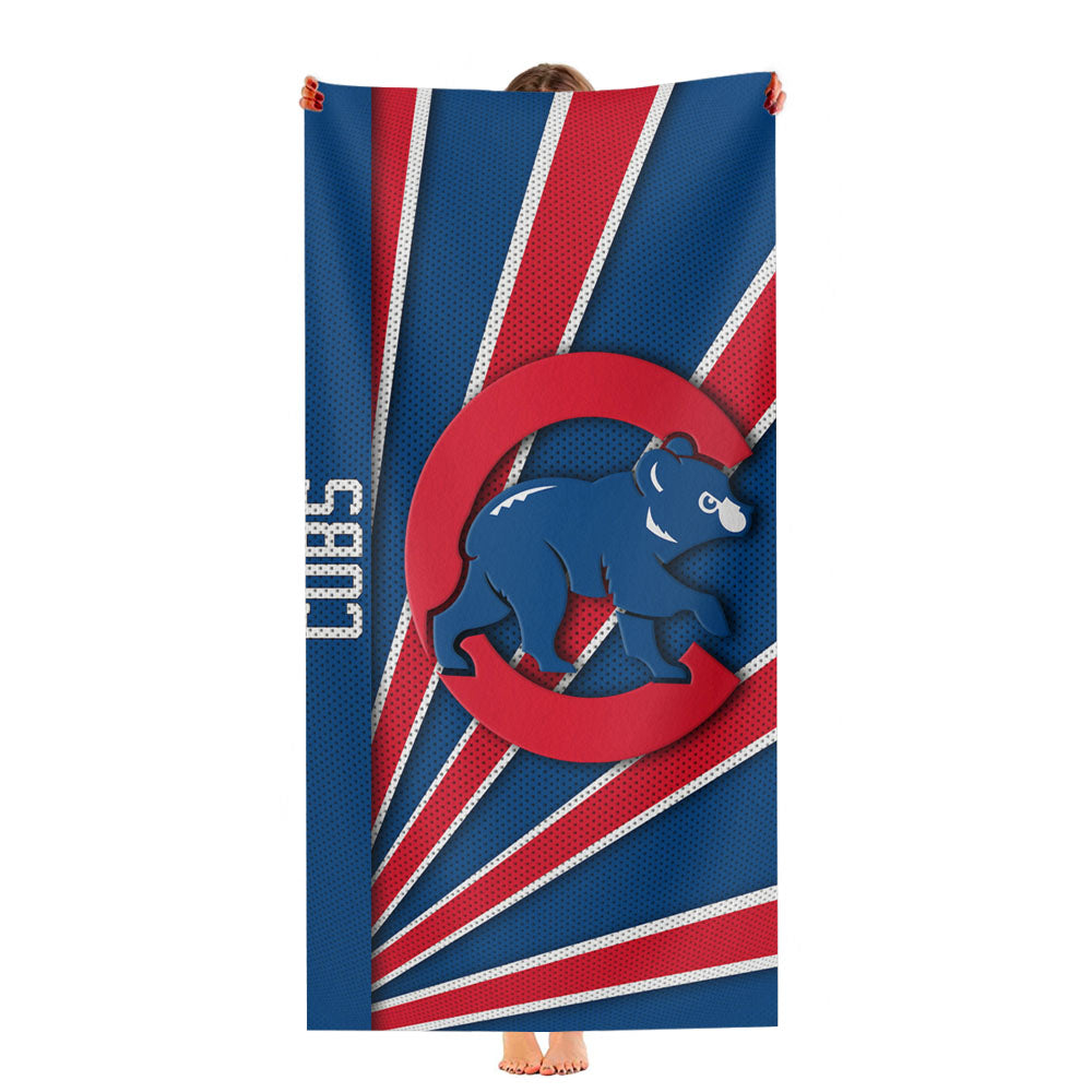 Chicago Cubs Logo Stripe Ultra-Soft Luxury Bathroom Towels