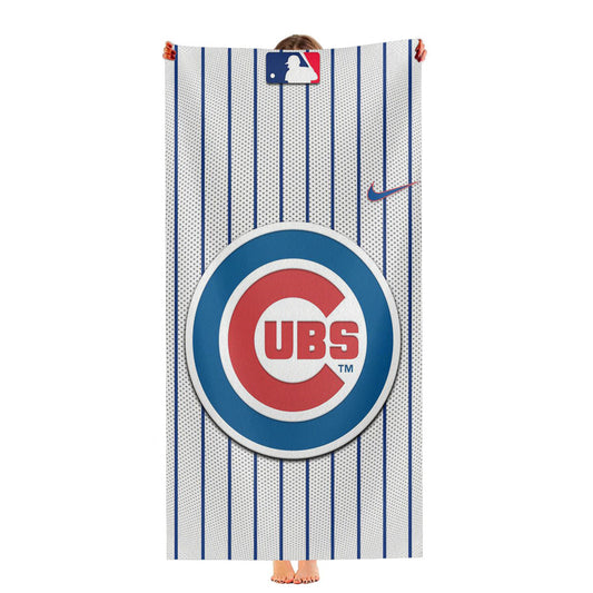 Chicago Cubs Stripe Center Logo Ultra-Soft Luxury Bathroom Towels