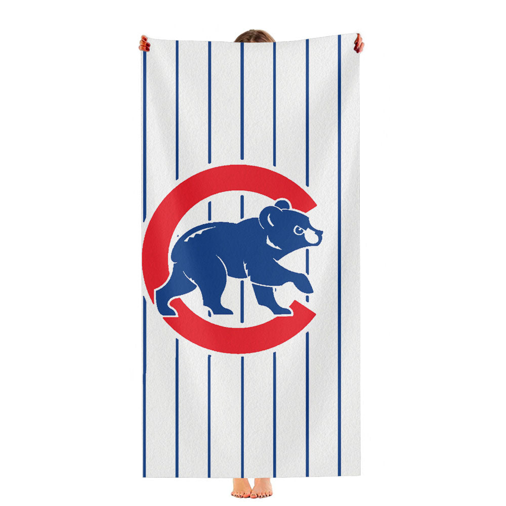 Chicago Cubs Stripe Logo Ultra-Soft Luxury Bathroom Towels