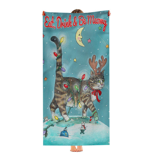 Christmas Cat Ultra-Soft Luxury Bathroom Towels