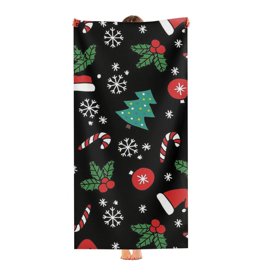 Christmas Objects Pattern Ultra-Soft Luxury Bathroom Towels