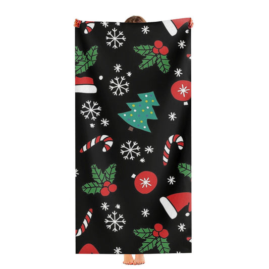 Christmas Objects Pattern Ultra-Soft Luxury Bathroom Towels
