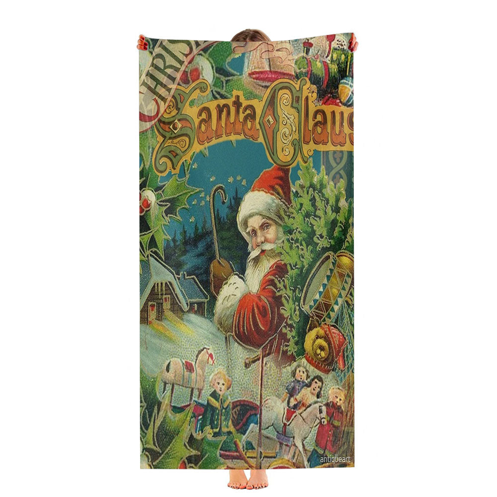 Christmas Santa Claus Victorian Antique Vintage Ultra-Soft Luxury Bathroom Towels