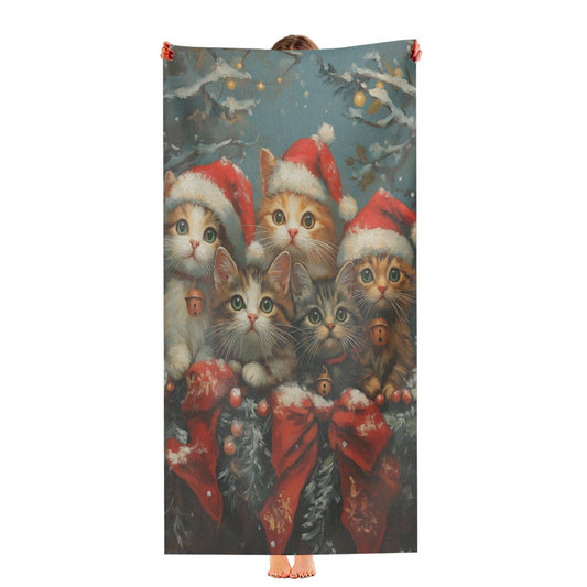 Christmas Santa Hat Kittens Ultra-Soft Luxury Bathroom Towels