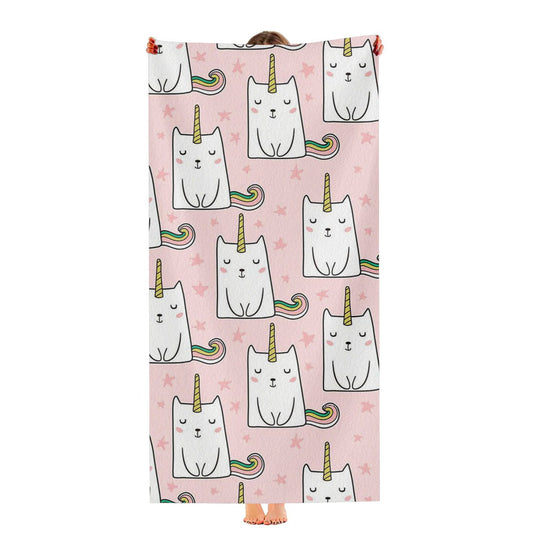 Chubby Unicorn Cat Pattern Ultra-Soft Luxury Bathroom Towels