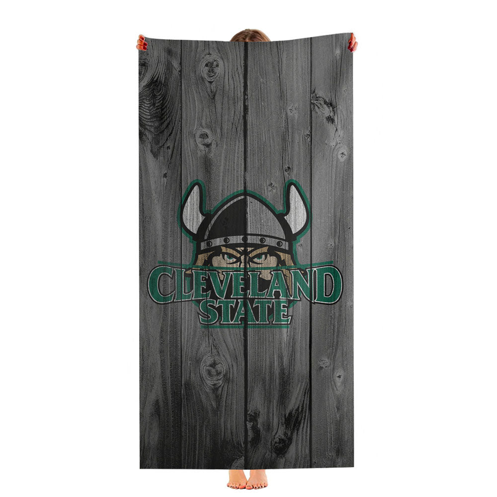 Cleveland State University Mascot Logo Dark Wood Wallpaper Ultra-Soft Luxury Bathroom Towels