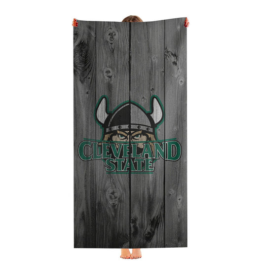 Cleveland State University Mascot Logo Dark Wood Wallpaper Ultra-Soft Luxury Bathroom Towels