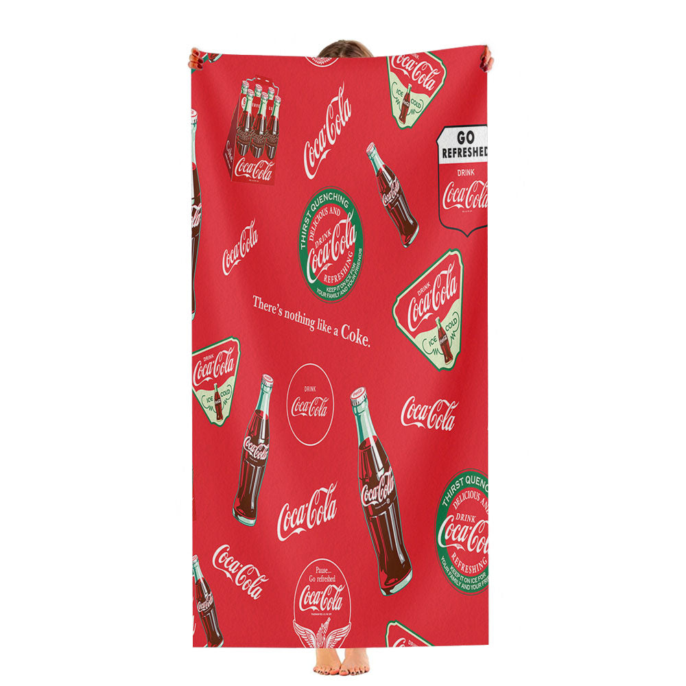 Coca Cola Allover Cotton Ultra-Soft Luxury Bathroom Towels