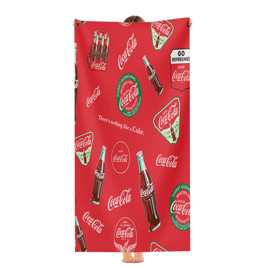 Coca Cola Allover Cotton Ultra-Soft Luxury Bathroom Towels