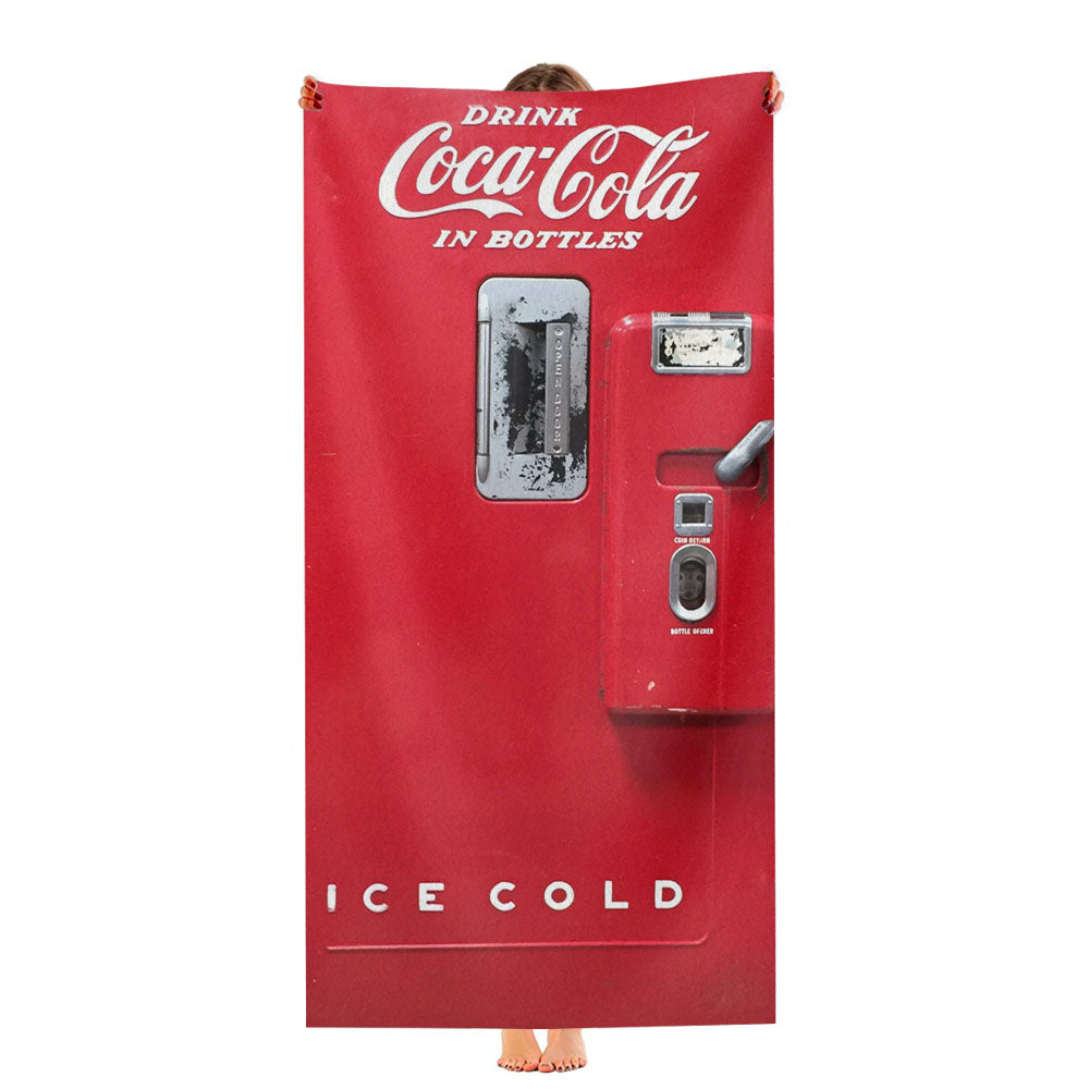 Coca Cola Old Cold Vending Machine 2 Ultra-Soft Luxury Bathroom Towels