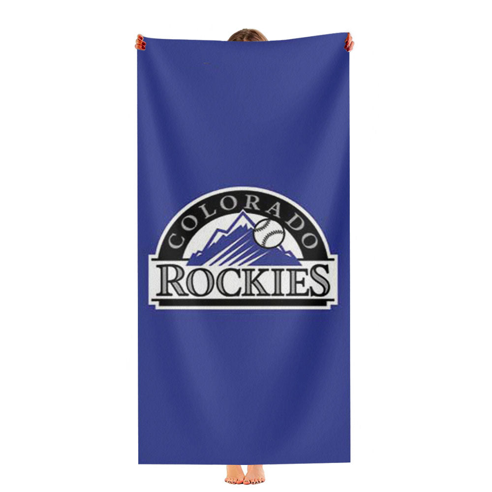 Colorado Rockies Logo On Blue Ultra-Soft Luxury Bathroom Towels