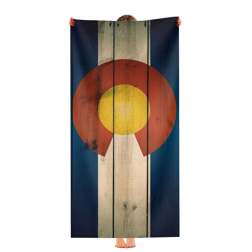Colorado State Flag Wood Blue Design Ultra-Soft Luxury Bathroom Towels