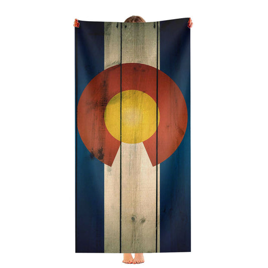 Colorado State Flag Wood Blue Design Ultra-Soft Luxury Bathroom Towels