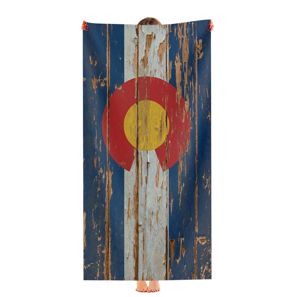 Colorado State Wood Flag Ultra-Soft Luxury Bathroom Towels