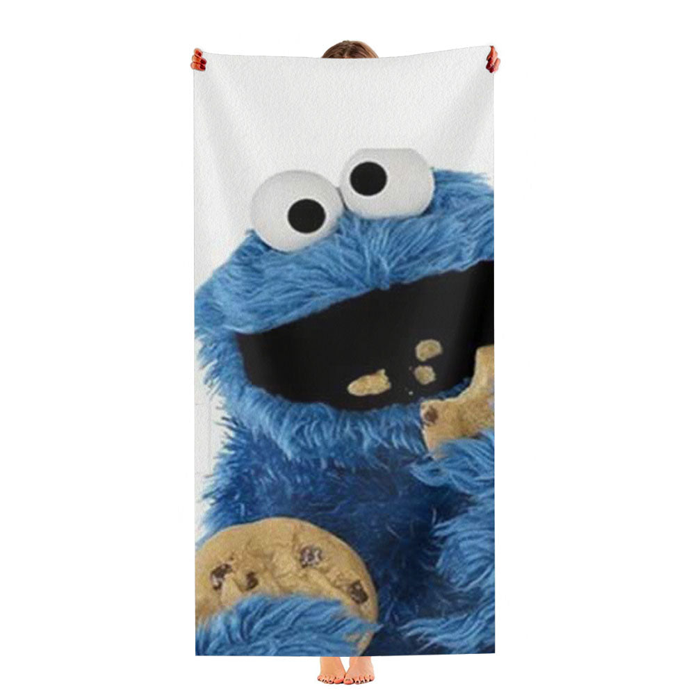 Cookie Monster Eating Cookies Ultra-Soft Luxury Bathroom Towels