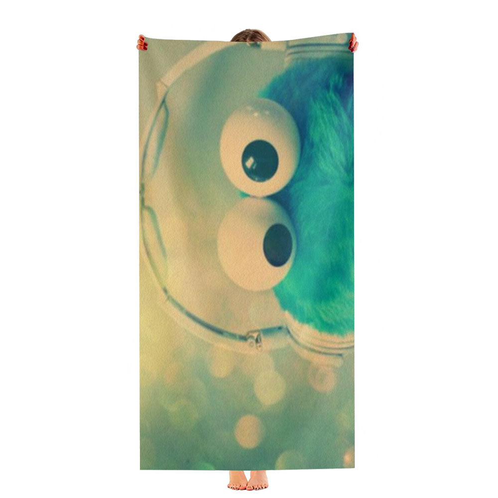 Cookie Monster With Headphones Ultra-Soft Luxury Bathroom Towels