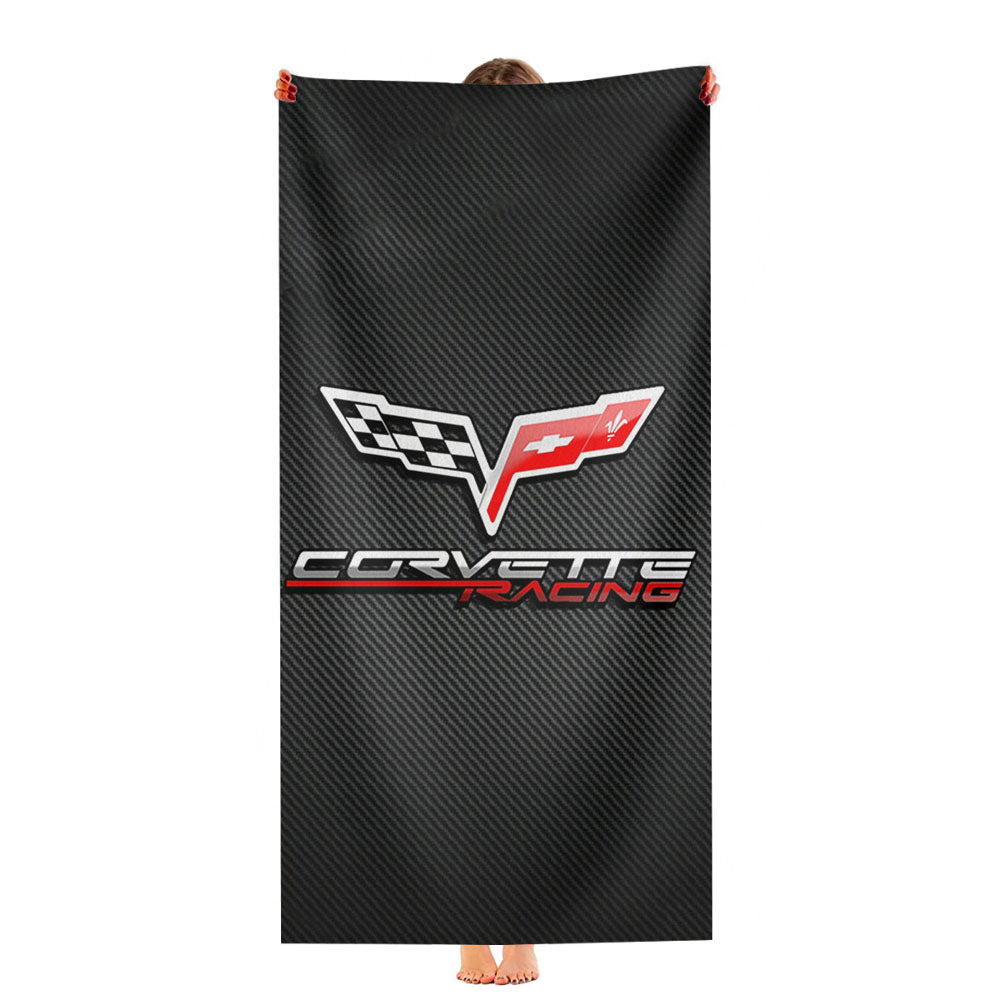 Corvette Chevy Racing Carbon Logo Ultra-Soft Luxury Bathroom Towels