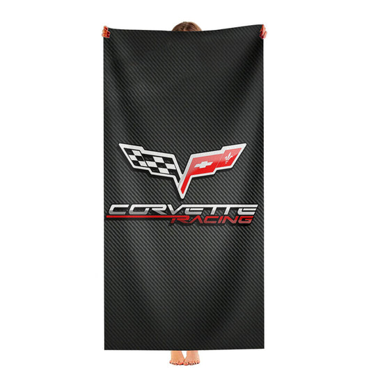 Corvette Chevy Racing Carbon Logo Ultra-Soft Luxury Bathroom Towels