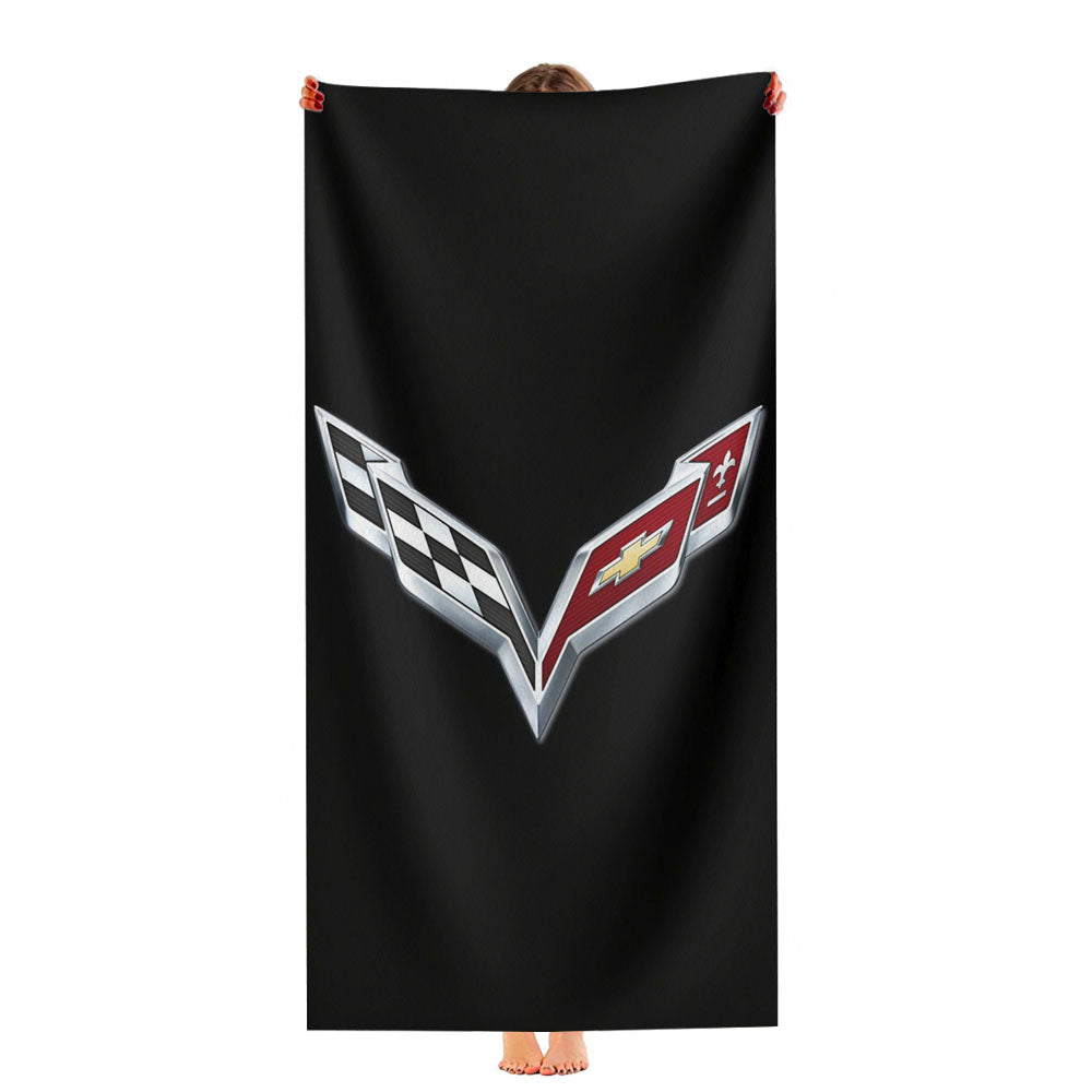 Corvette Emblem Black Logo Ultra-Soft Luxury Bathroom Towels