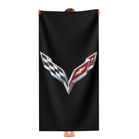 Corvette Emblem Black Logo Ultra-Soft Luxury Bathroom Towels