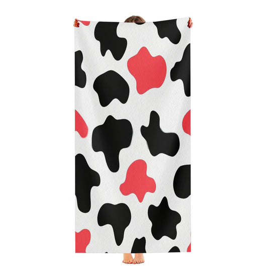 Cow Seamless Pattern Black Pink Ultra-Soft Luxury Bathroom Towels