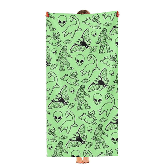 Cryptid Pattern Green Lines Ultra-Soft Luxury Bathroom Towels