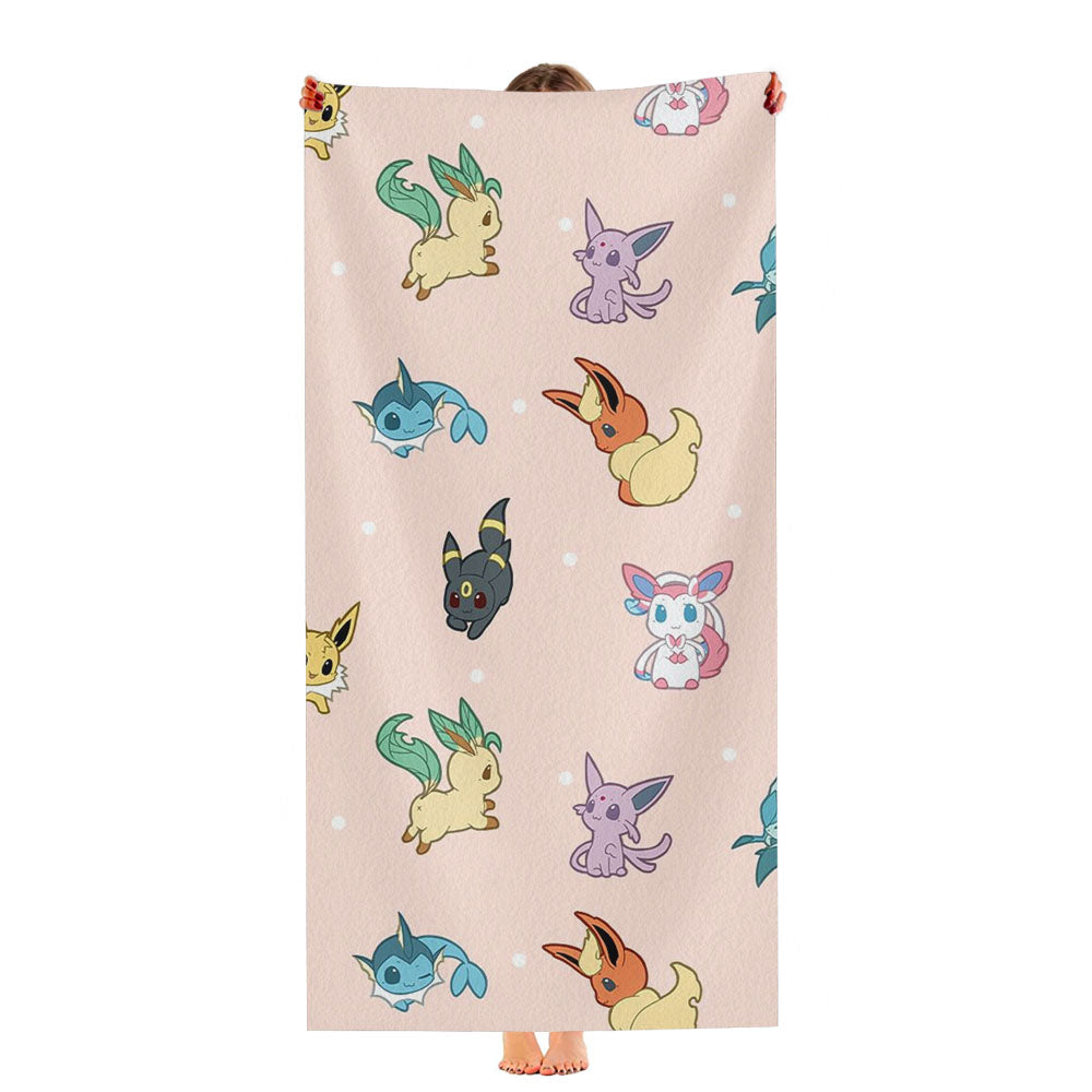 Cute Eevee Pokemon Eeveelutions Pattern Ultra-Soft Luxury Bathroom Towels