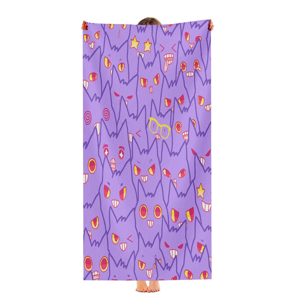 Cute Gengar Pattern Ultra-Soft Luxury Bathroom Towels