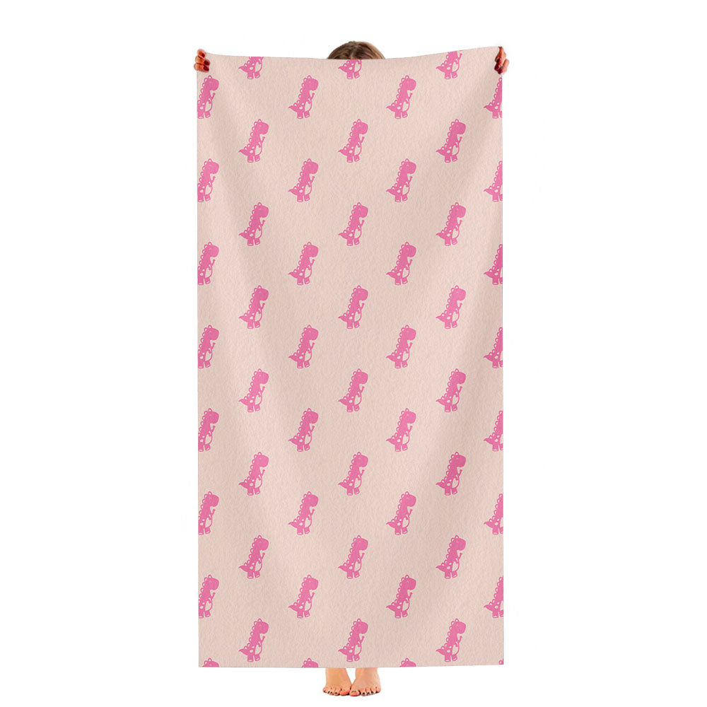 Cute Pink T-Rex Dinosaur Pattern Animal Ultra-Soft Luxury Bathroom Towels