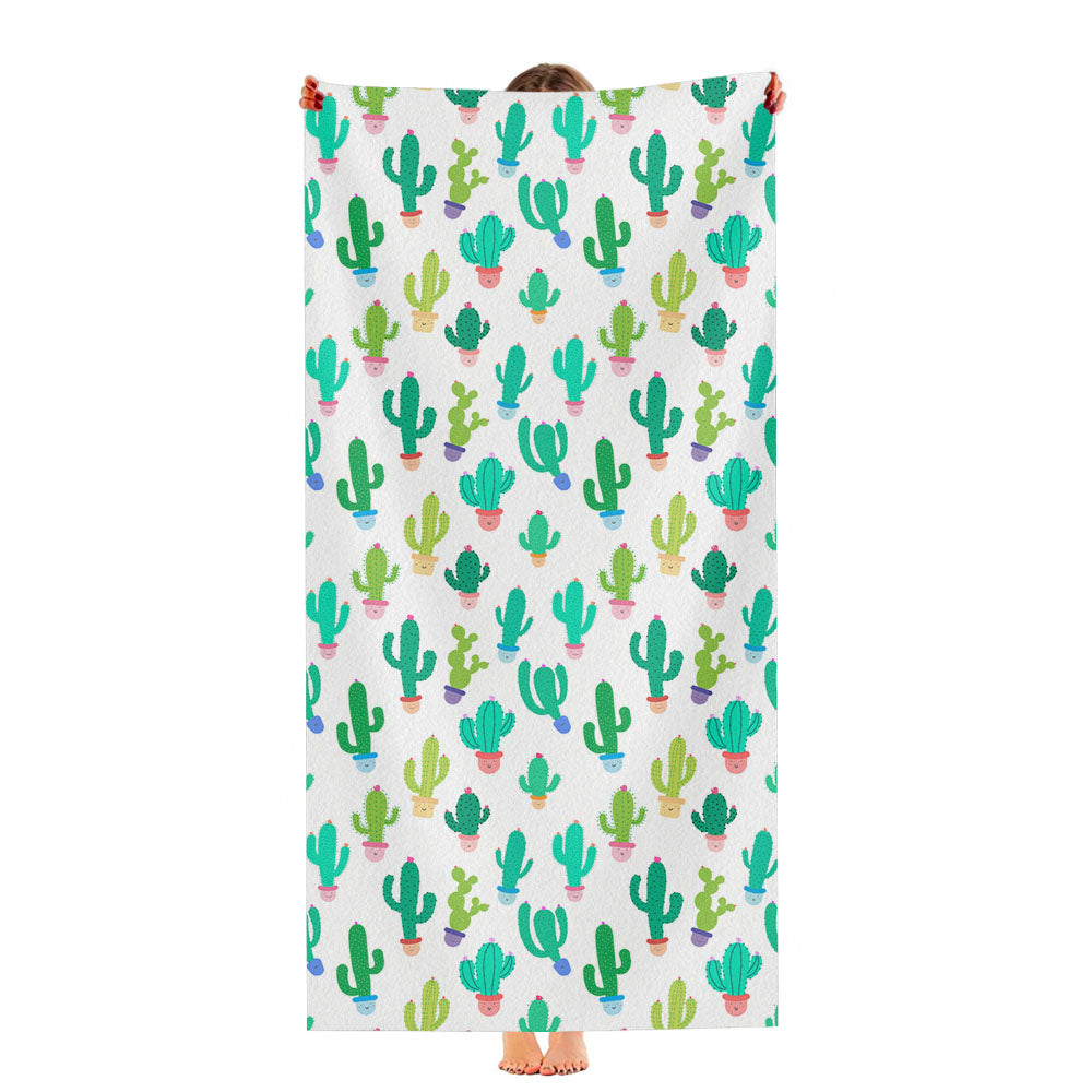Cute Seamless Cactus Pattern Ultra-Soft Luxury Bathroom Towels