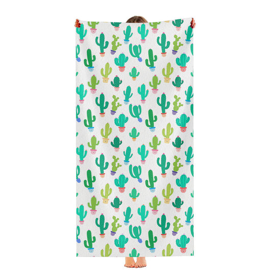 Cute Seamless Cactus Pattern Ultra-Soft Luxury Bathroom Towels