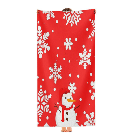 Cute Snowman Design For Christmas And Winter Ultra-Soft Luxury Bathroom Towels