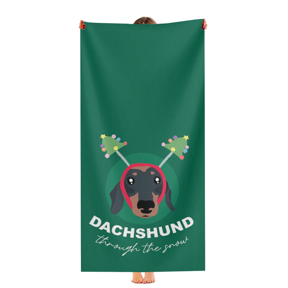 Dachshund Through The Snow Ultra-Soft Luxury Bathroom Towels