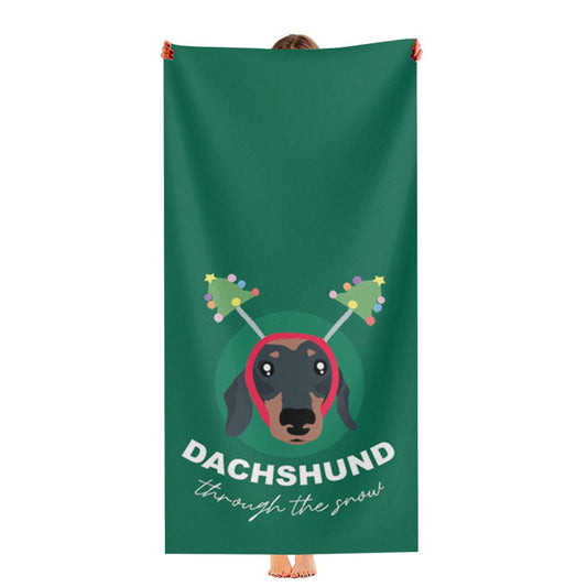 Dachshund Through The Snow Ultra-Soft Luxury Bathroom Towels