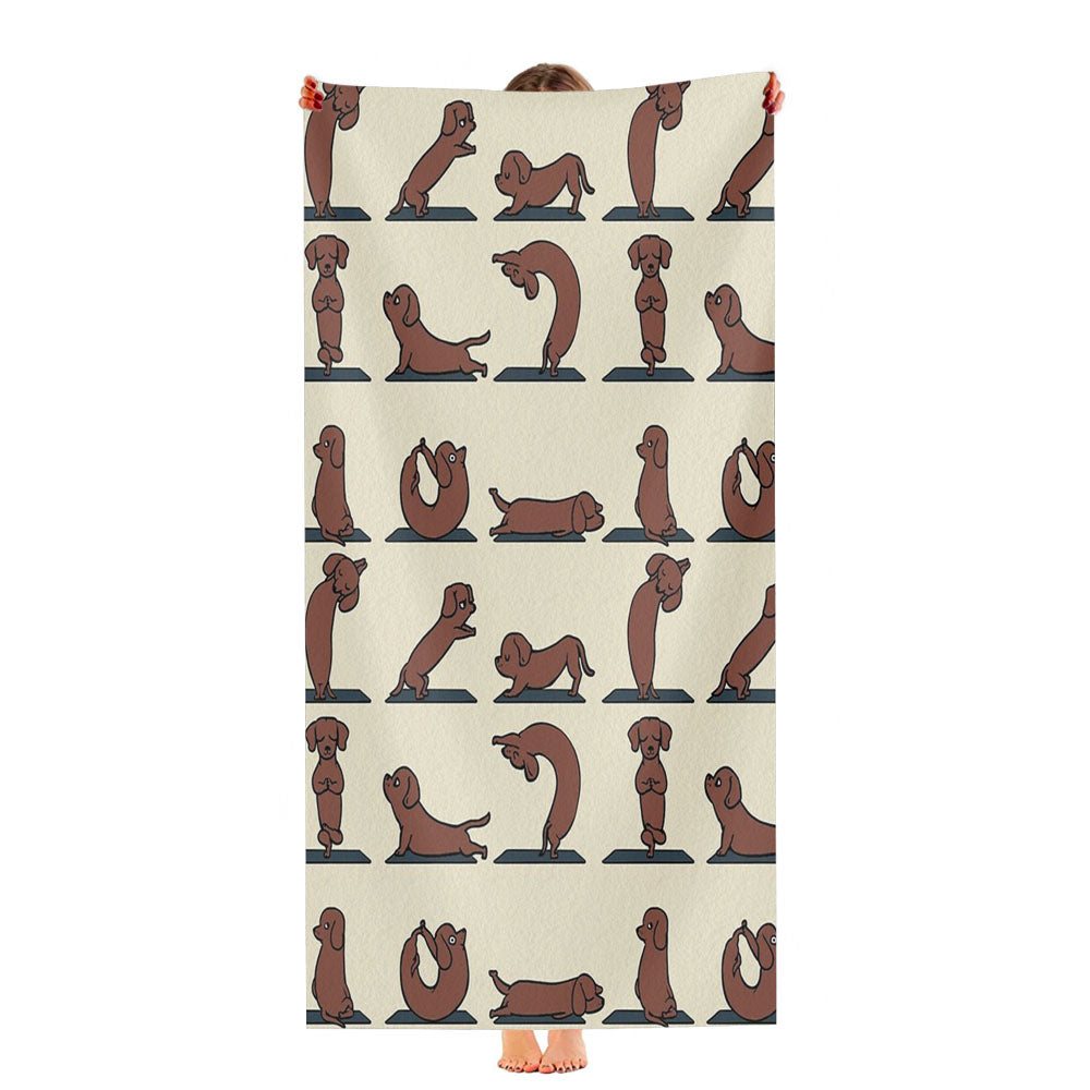 Dachshund Yoga Pattern Ultra-Soft Luxury Bathroom Towels