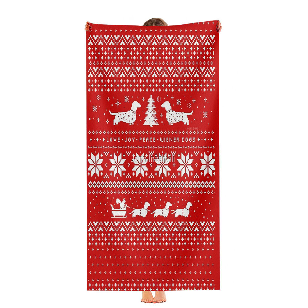 Dachshunds Christmas Sweater Pattern Ultra-Soft Luxury Bathroom Towels