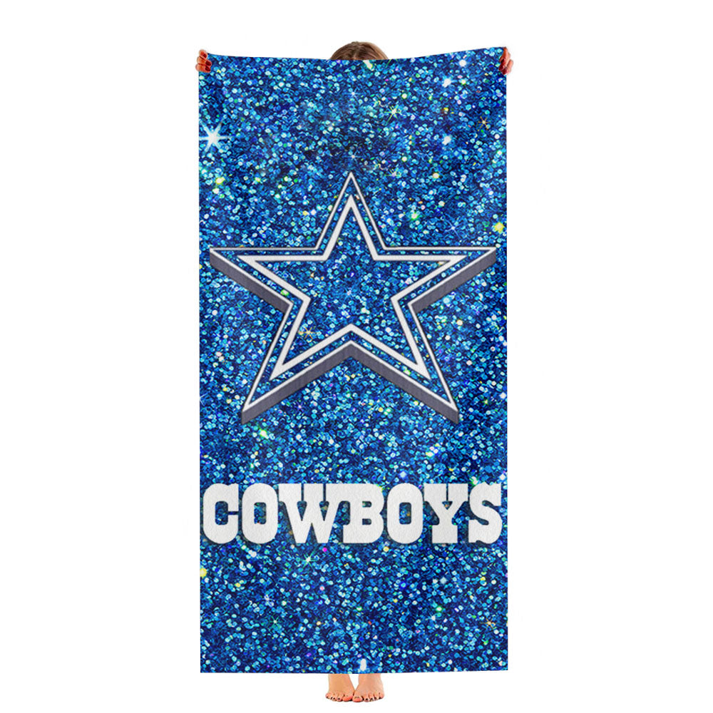 Dallas Cowboys Blue Sparkling Glitter Ultra-Soft Luxury Bathroom Towels