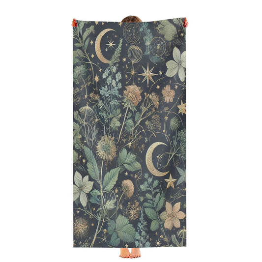 Dark Botanical Celestial Herbs Ultra-Soft Luxury Bathroom Towels