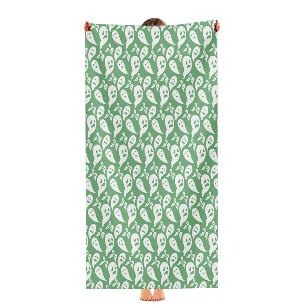 Dark Green Ghosts Pattern Halloween Ultra-Soft Luxury Bathroom Towels