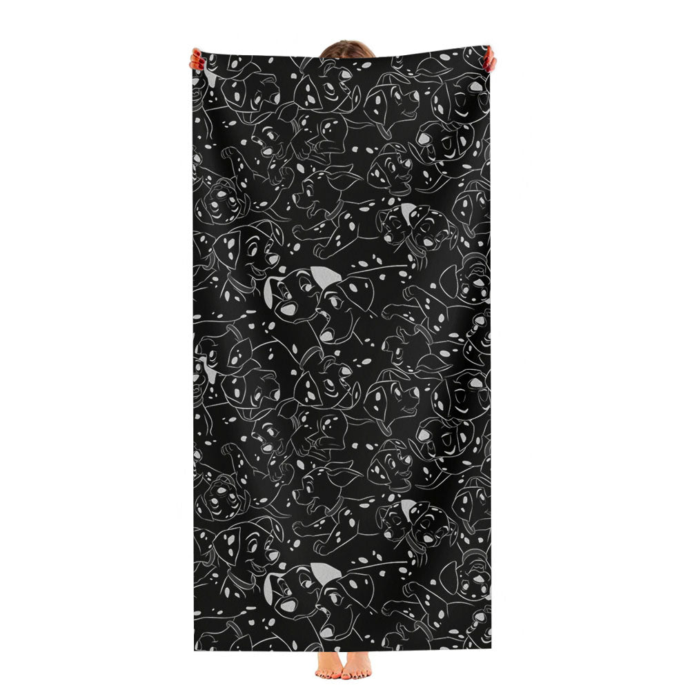 Disney 101 Dalmatians Family Pattern Black White Ultra-Soft Luxury Bathroom Towels