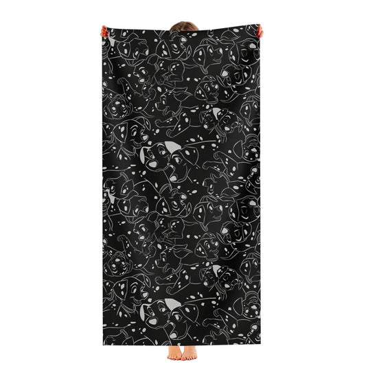 Disney 101 Dalmatians Family Pattern Black White Ultra-Soft Luxury Bathroom Towels